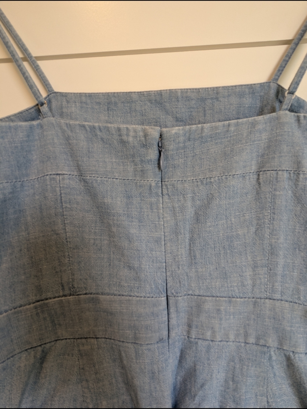 J. Crew 100% Cotton Chambray Denim Overall Jumpsuit Butter Mom Wide Leg Size 4 P - Picture 7 of 12